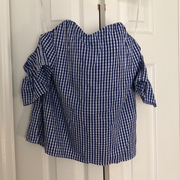 Off the shoulder plaid top. Only worn once ! - Picture 1 of 2